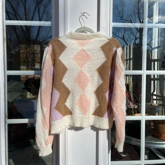 J Crew Diamond Checked Cropped Alpaca Sweater - Picture 8 of 8